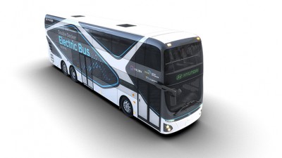현대차, 2층 전기버스 최초 공개... 300km 주행